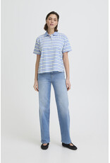ICHI ICHI - Mira Striped Polo Shirt (Blue)