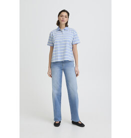 ICHI ICHI - Mira Striped Polo Shirt (Blue)