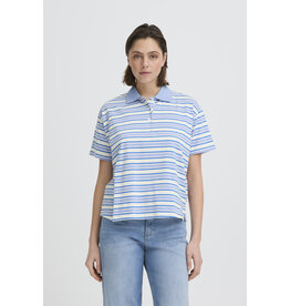 ICHI ICHI - Mira Striped Polo Shirt (Blue)