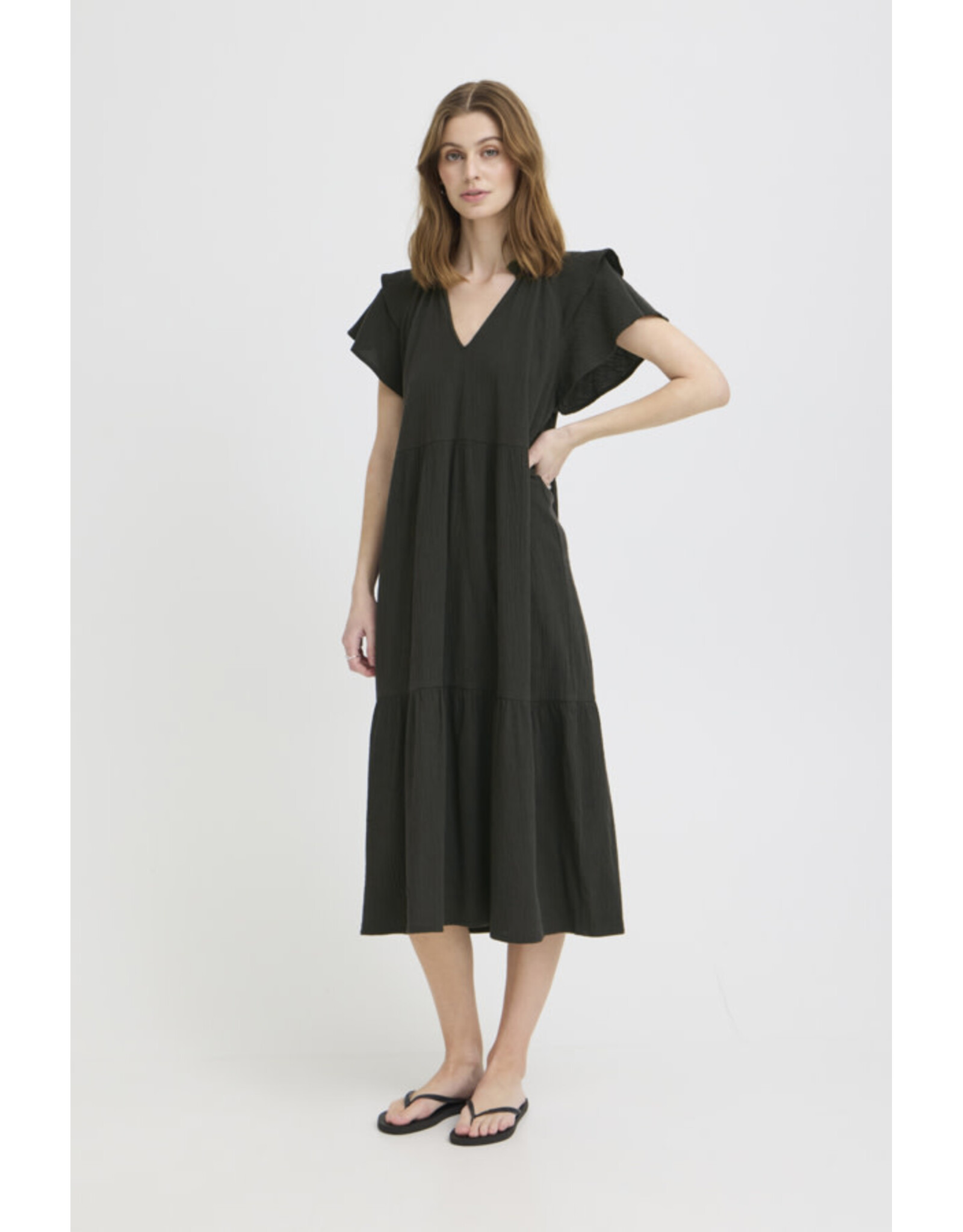 ICHI ICHI - Lifana Ruffle Sleeve Dress (Black)