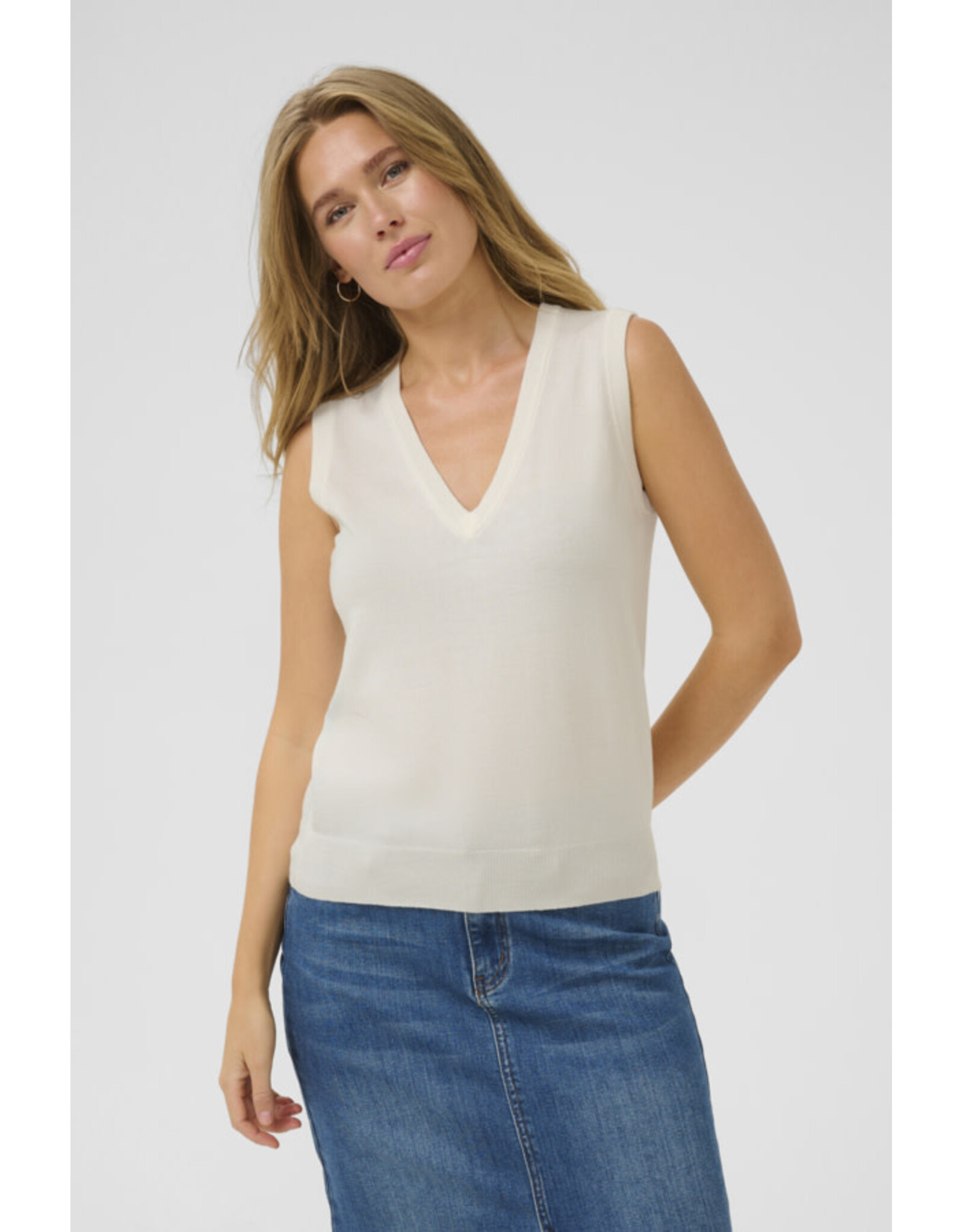 Kaffe Kaffe - Lizza Knit Vest (Chalk)