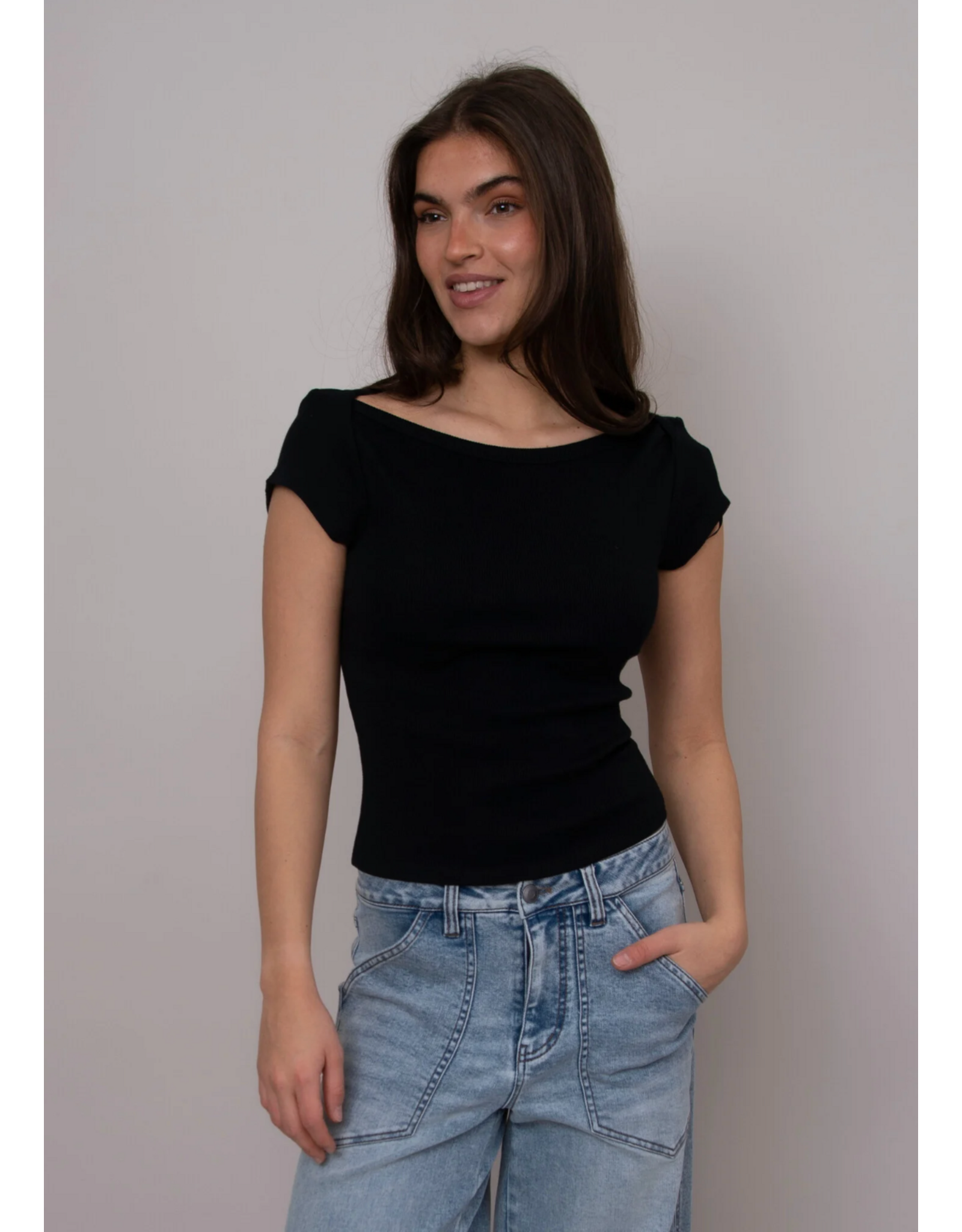 RD Style RD Style - Kelly Boat Neck Cap Sleeve (Black)