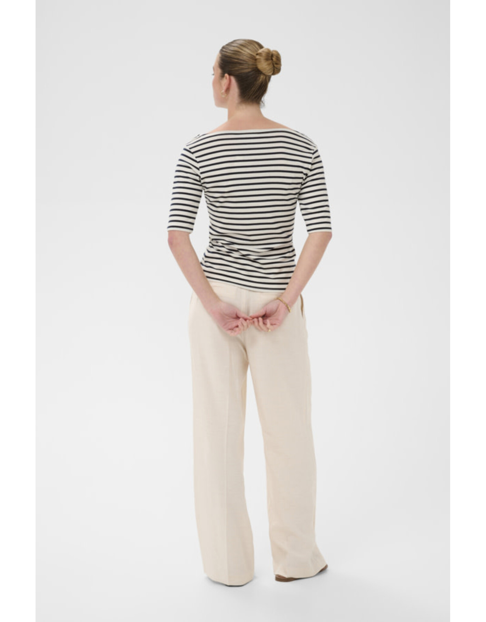 Kaffe Kaffe - Liddy Striped Short Sleeve Top (Chalk / Midnight)