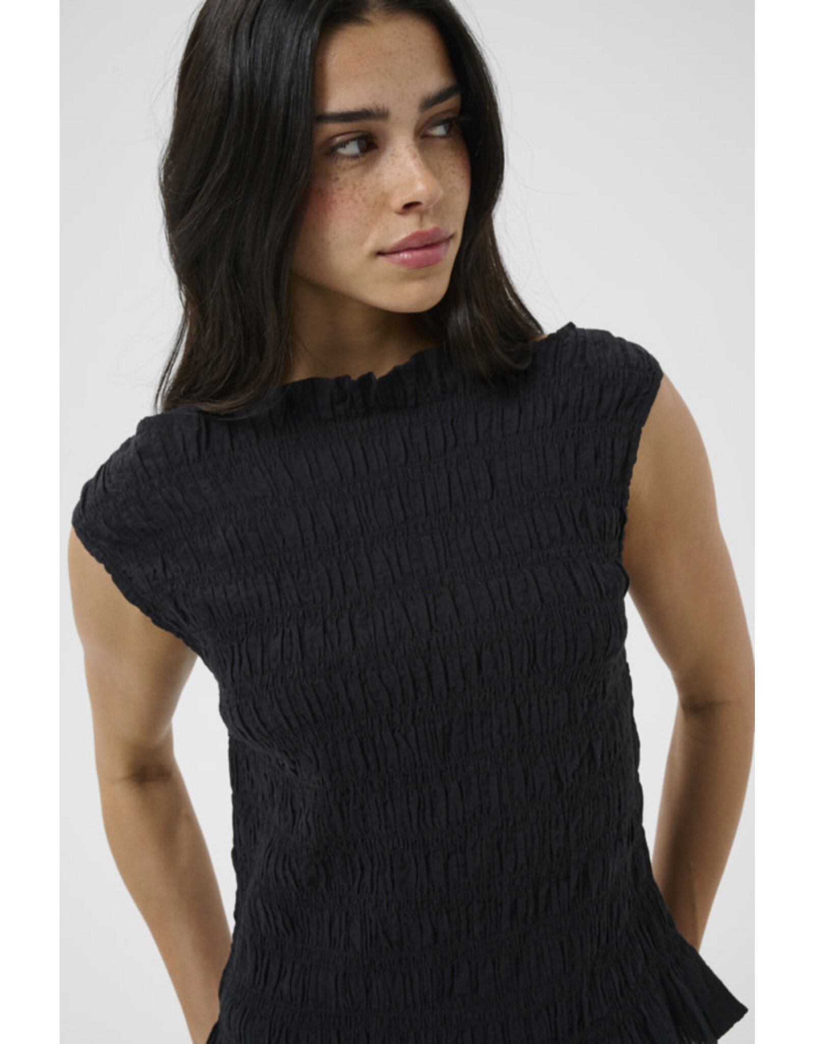 Kaffe Kaffe - Bethany Smocked Sleeveless Top (Black Deep)