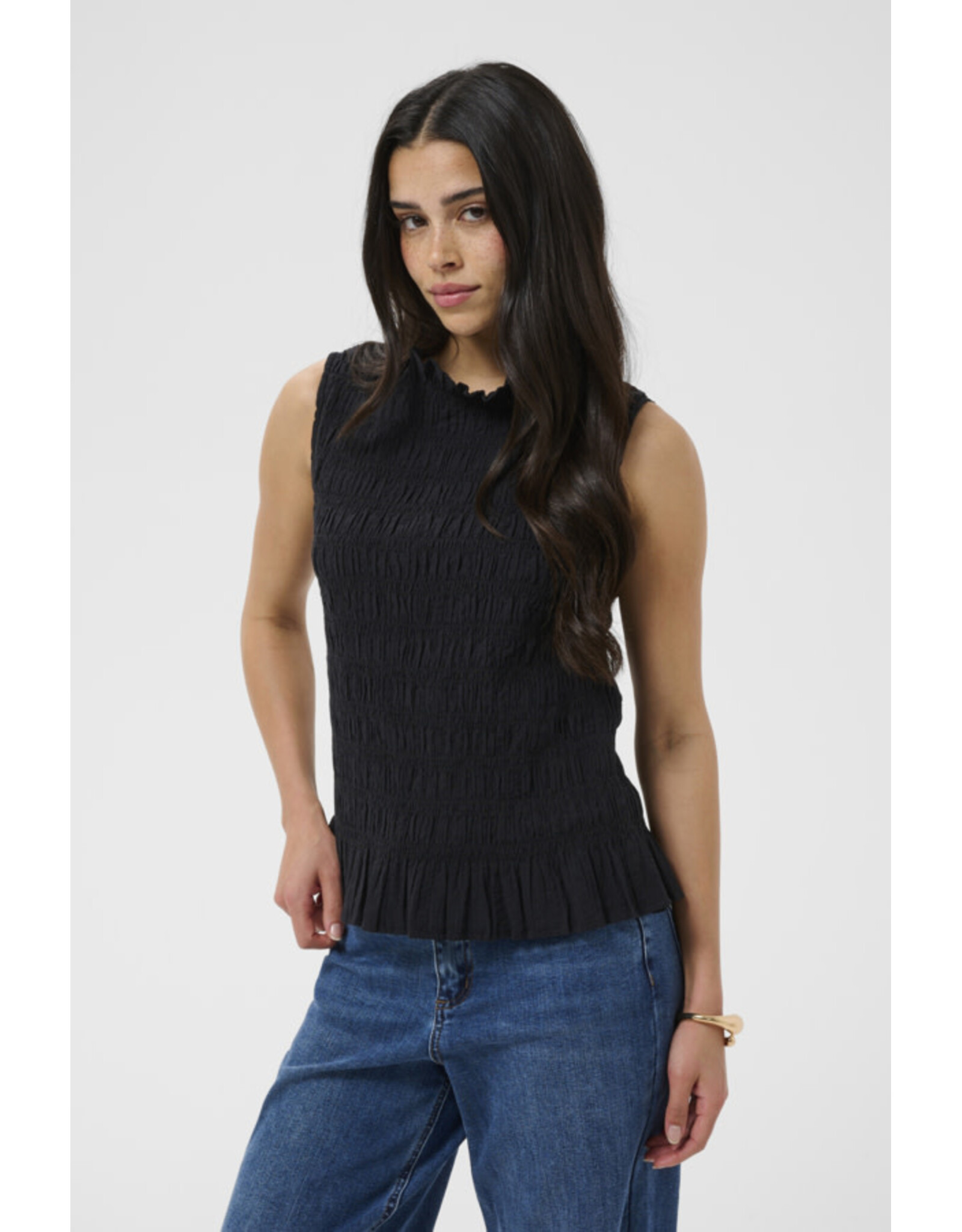 Kaffe Kaffe - Bethany Smocked Sleeveless Top (Black Deep)