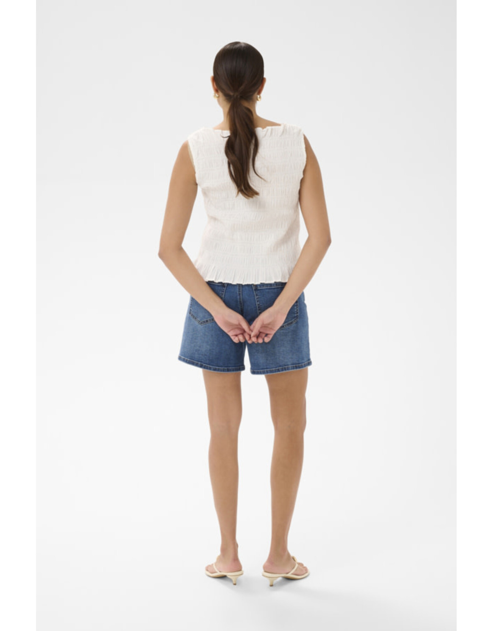 Kaffe Kaffe - Bethany Smocked Sleeveless Top (Chalk)