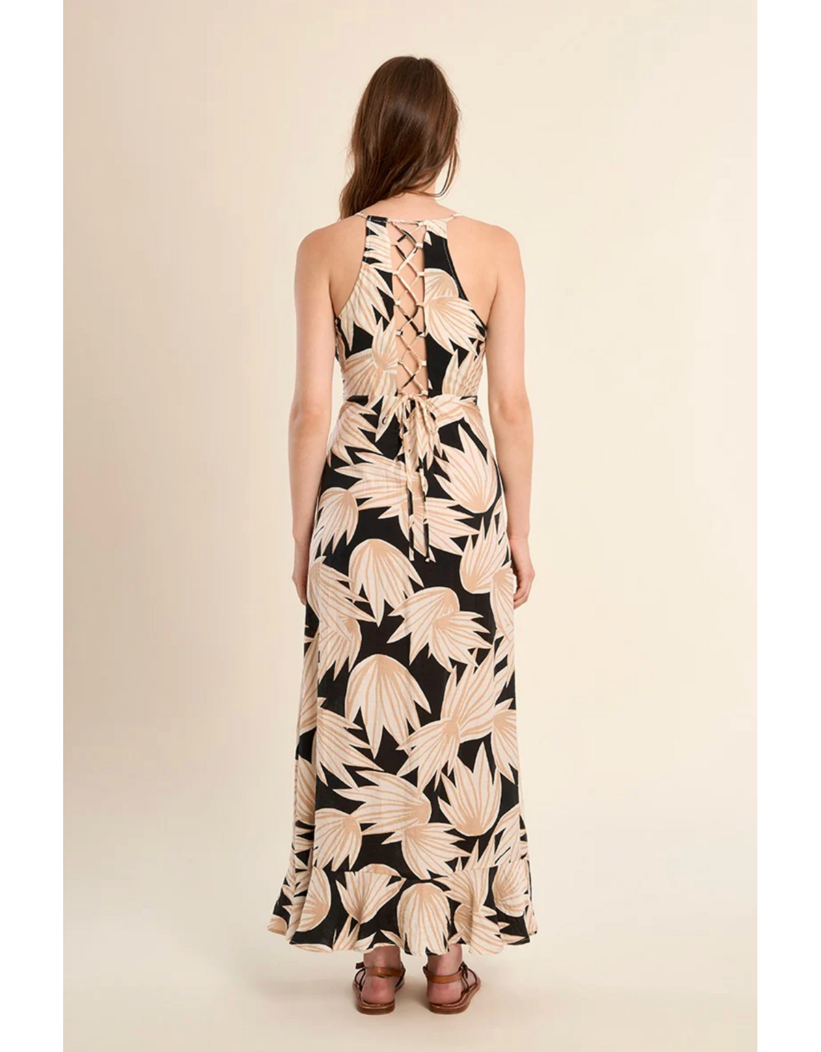 Molly Bracken Molly Bracken -  Floral Print Maxi Length Dress (Black)
