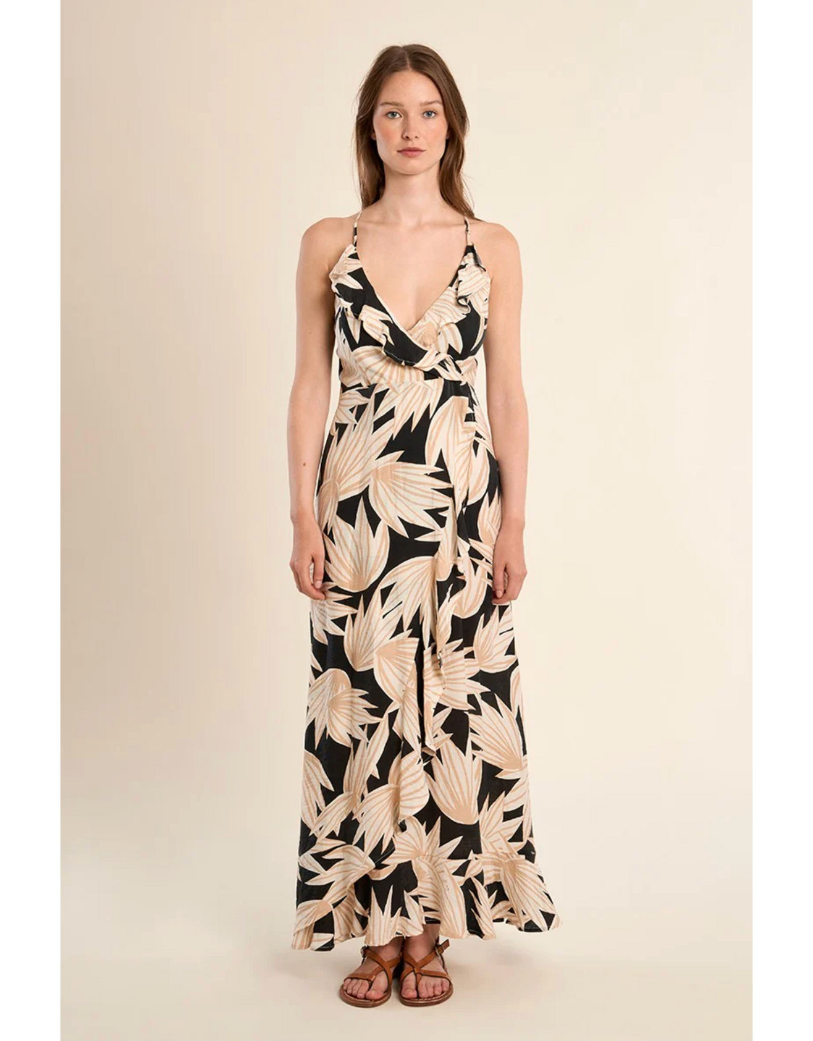 Molly Bracken Molly Bracken -  Floral Print Maxi Length Dress (Black)