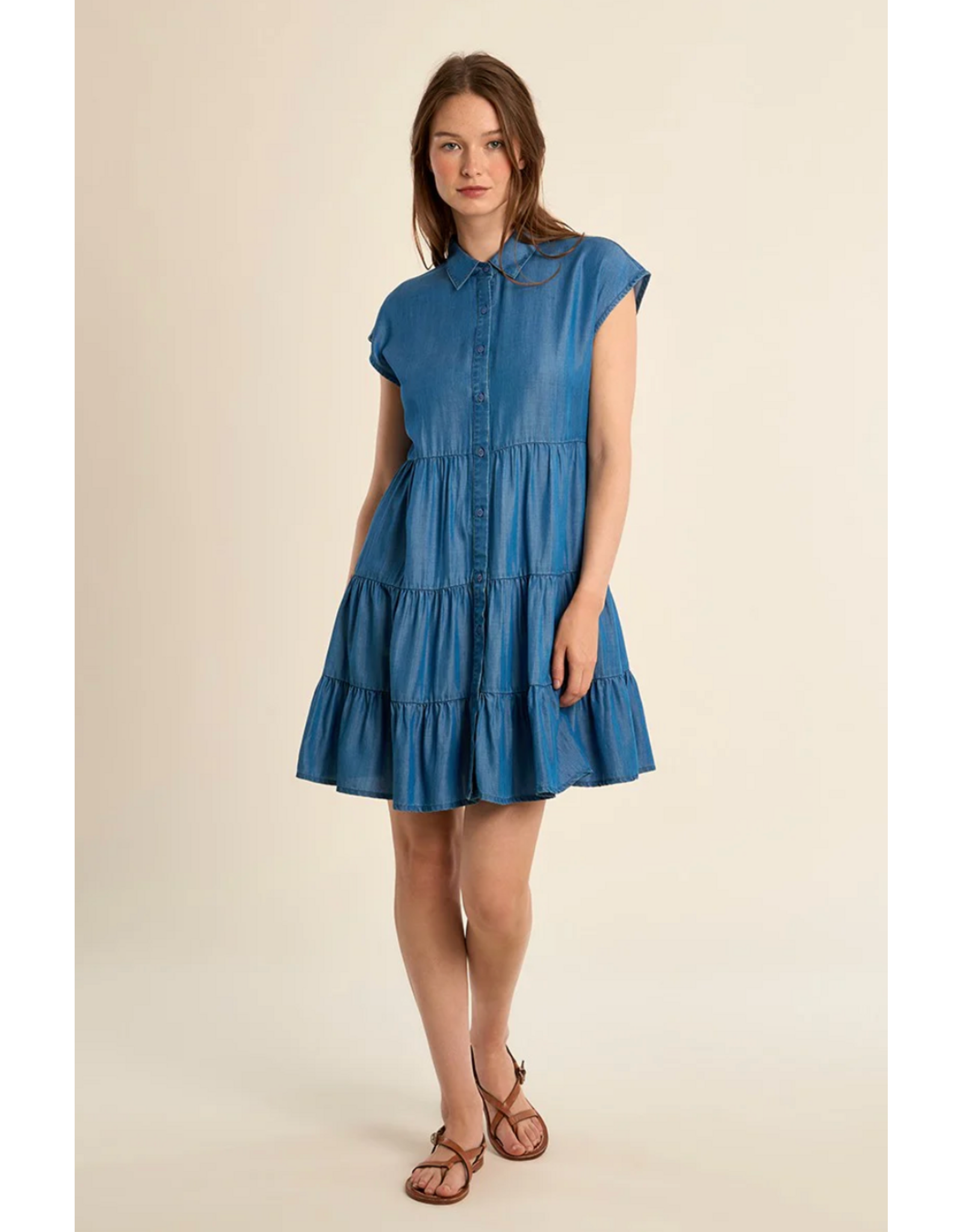 Molly Bracken Molly Bracken - Lyocell Dress with Tiered Skirt