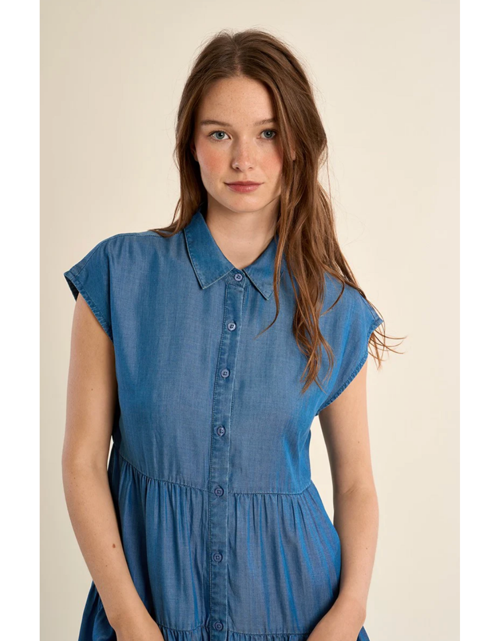 Molly Bracken Molly Bracken - Lyocell Dress with Tiered Skirt