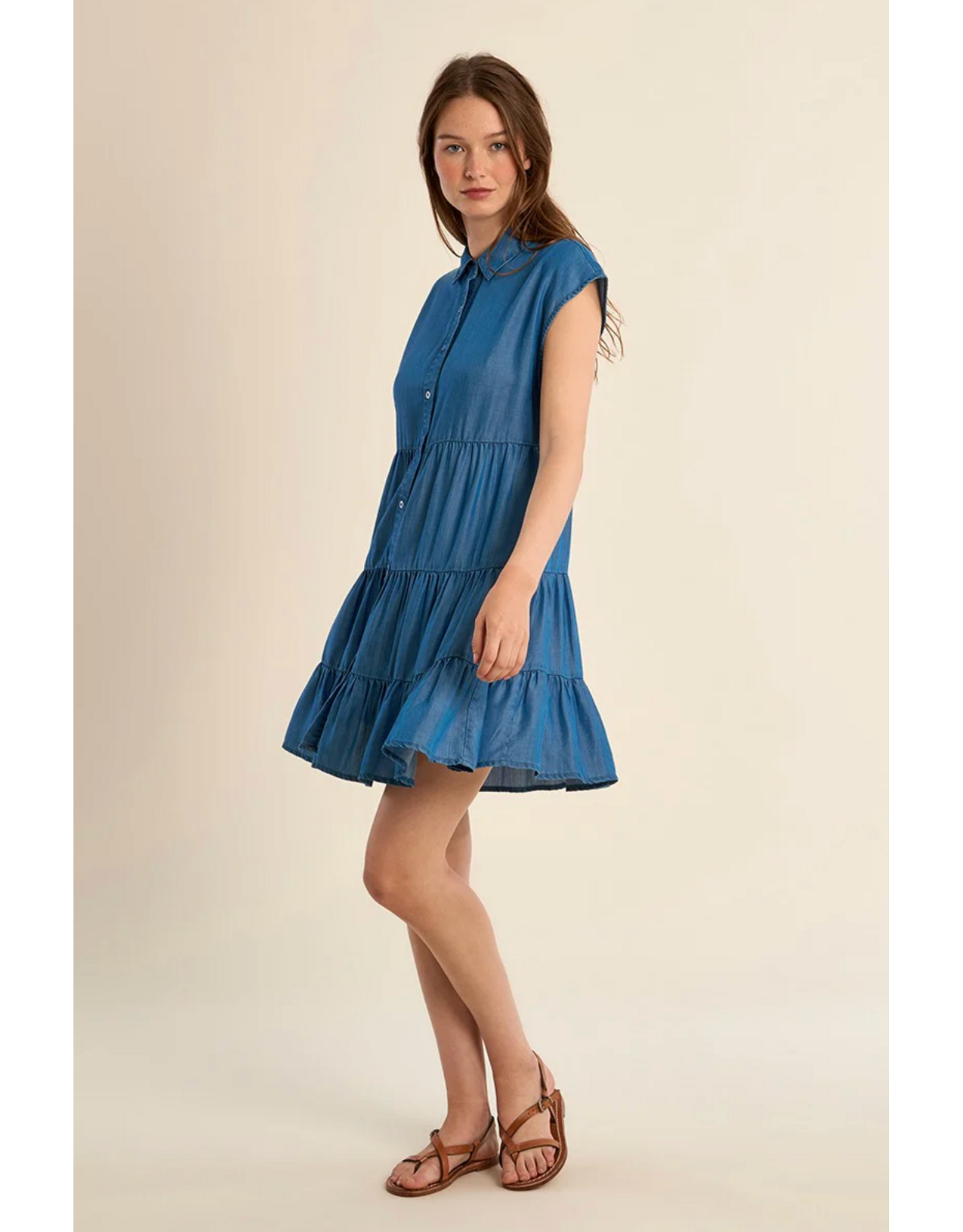 Molly Bracken Molly Bracken - Lyocell Dress with Tiered Skirt