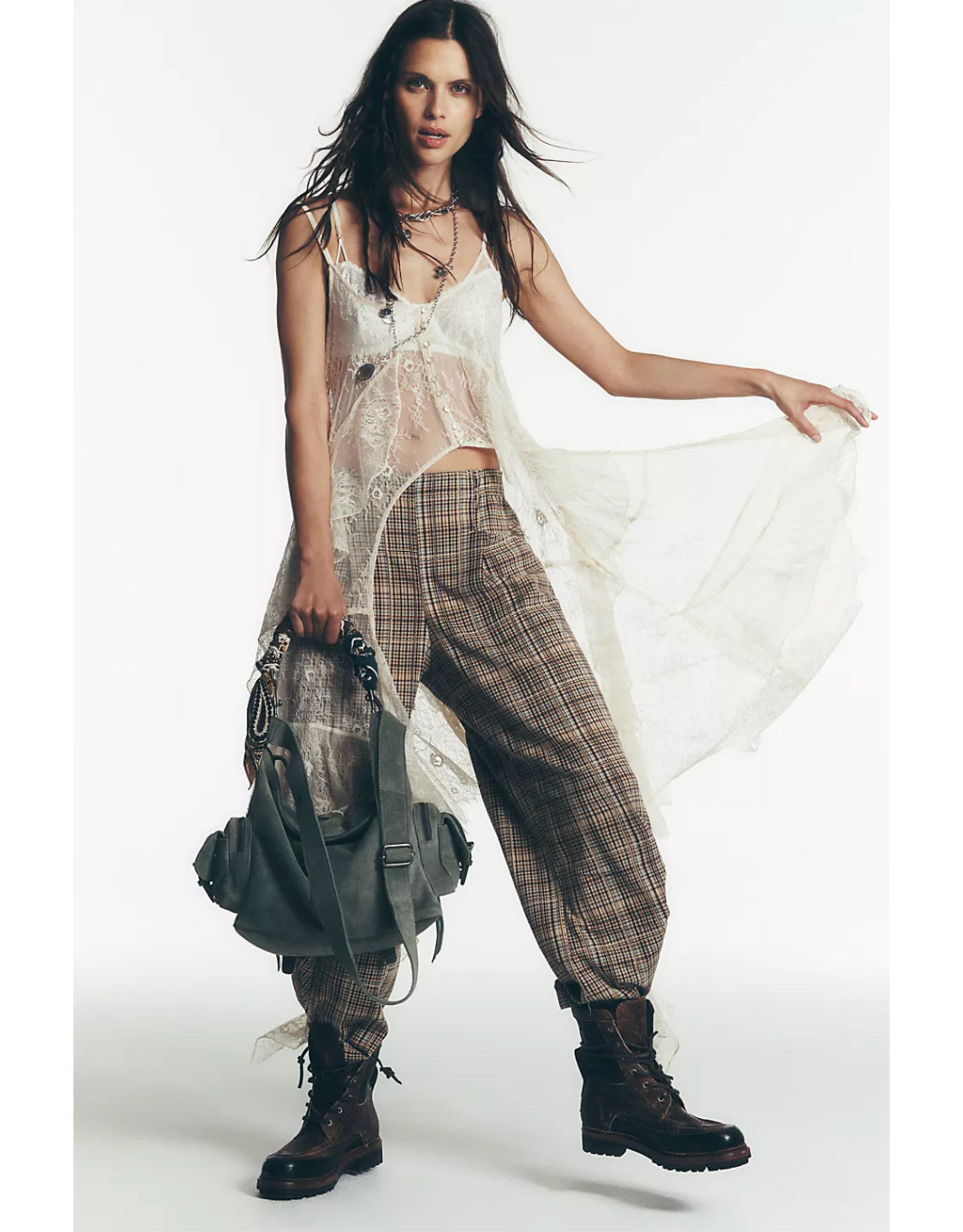 Free people Free People - Nice Choice Pull-On Pants (Ivory Plaid Combo)
