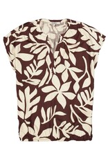 Garcia Garcia - Short Sleeve Floral Print Blouse (Brown / White)