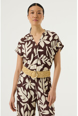 Garcia Garcia - Short Sleeve Floral Print Blouse (Brown / White)