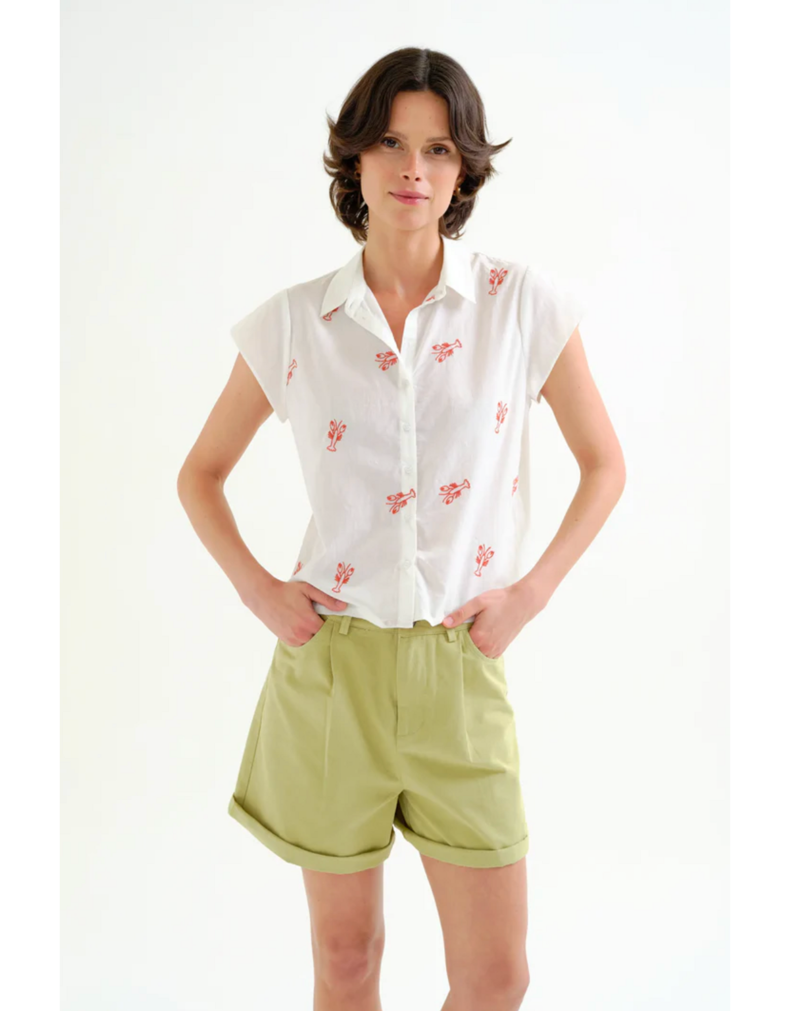Compania Fantastica Compania Fantastica -  Lobster Embroidered Button Up Blouse