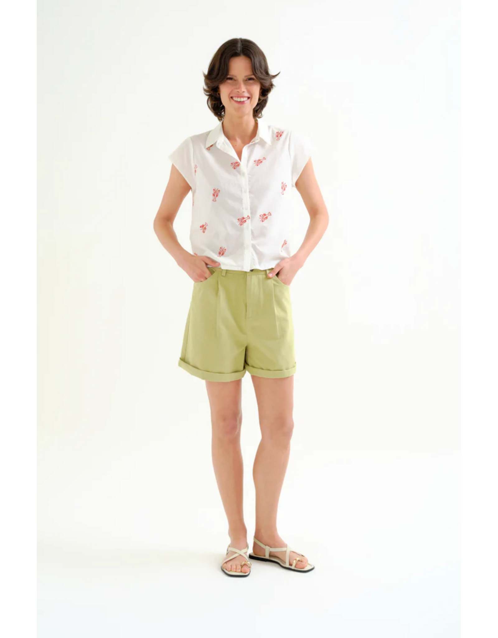 Compania Fantastica Compania Fantastica -  Lobster Embroidered Button Up Blouse