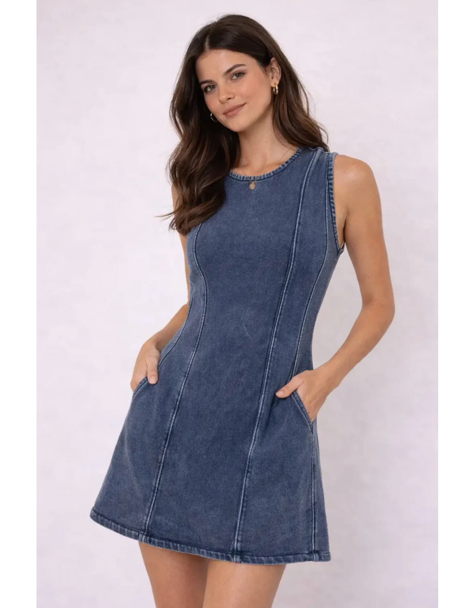 RD Style RD Style - Radia Denim Look French Terry Dress (Denim Blue)