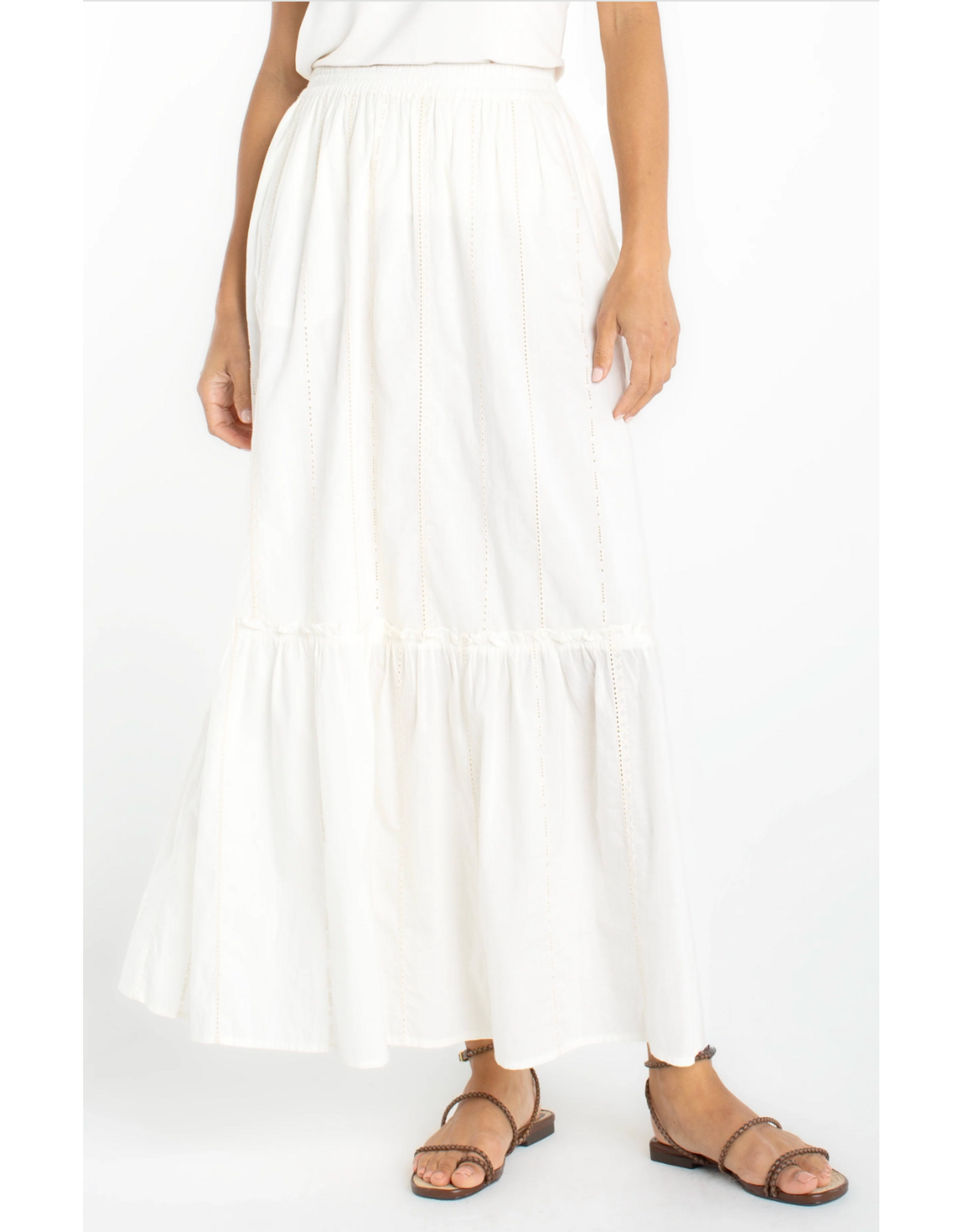 Liverpool Liverpool - Tiered Maxi Skirt (Cream Stripe)