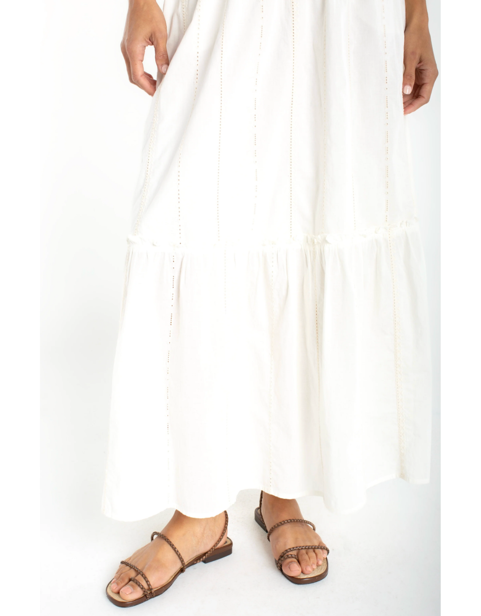 Liverpool Liverpool - Tiered Maxi Skirt (Cream Stripe)