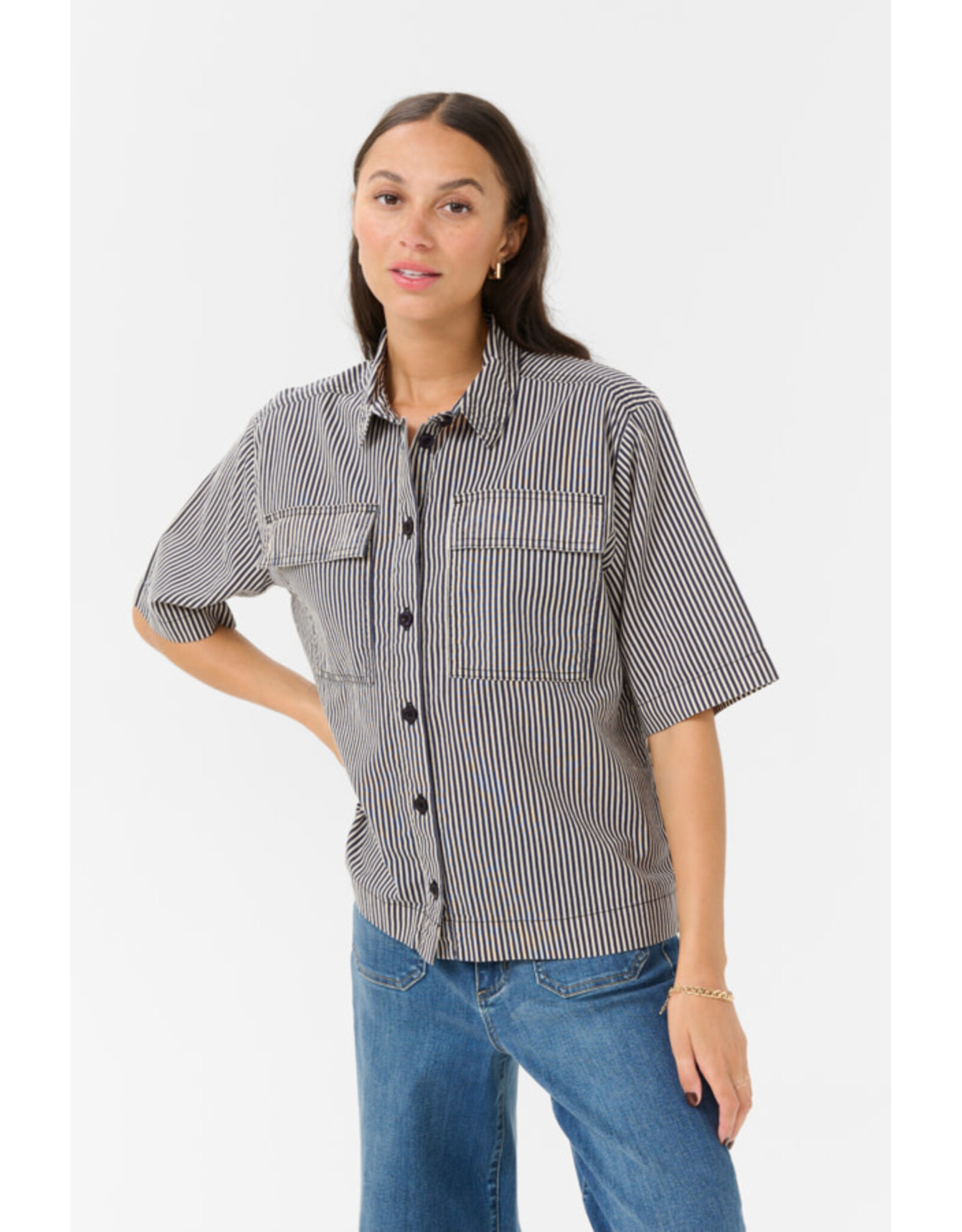 Kaffe Kaffe - Naya Striped Shirt (Midnight / White)