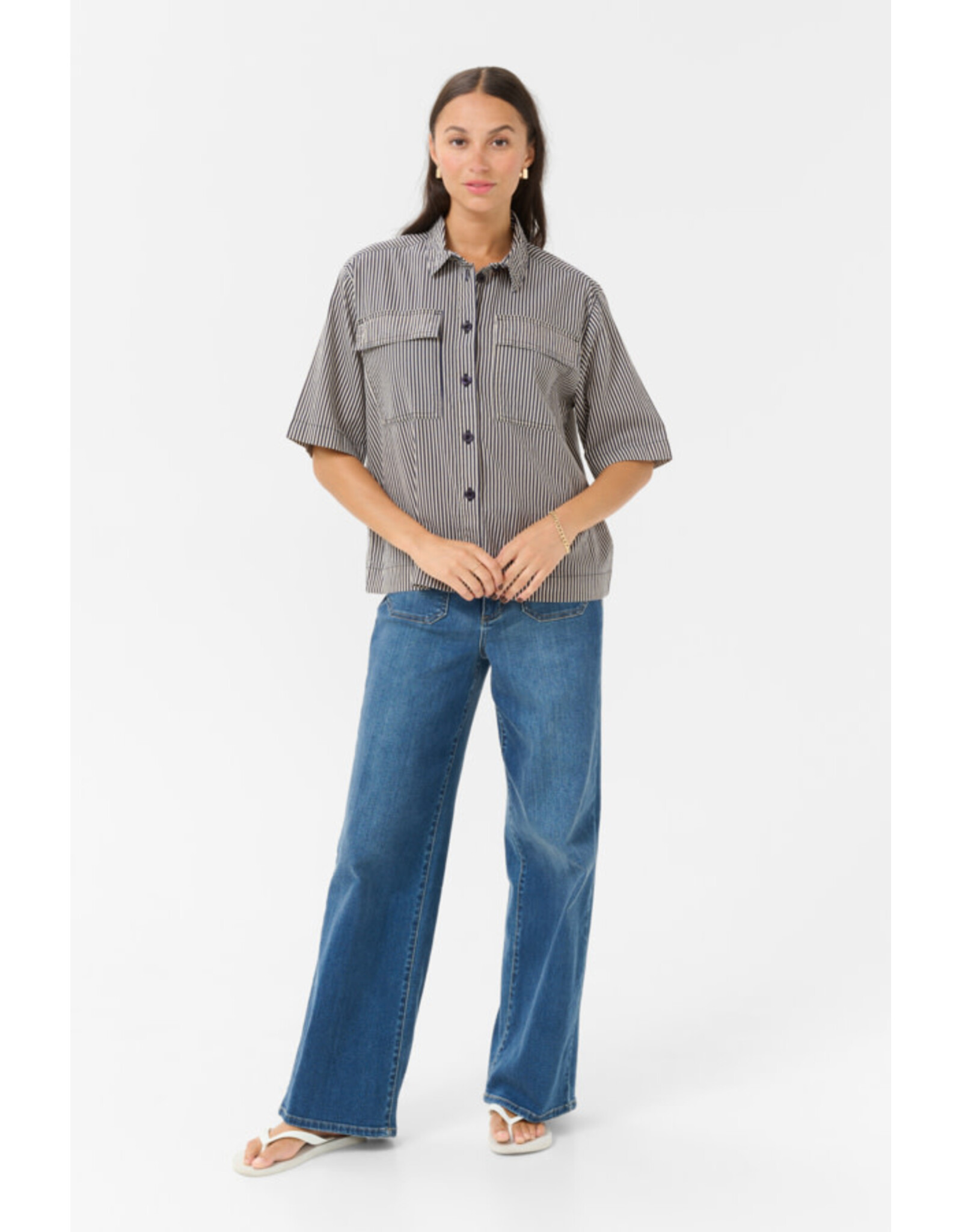Kaffe Kaffe - Naya Striped Shirt (Midnight / White)