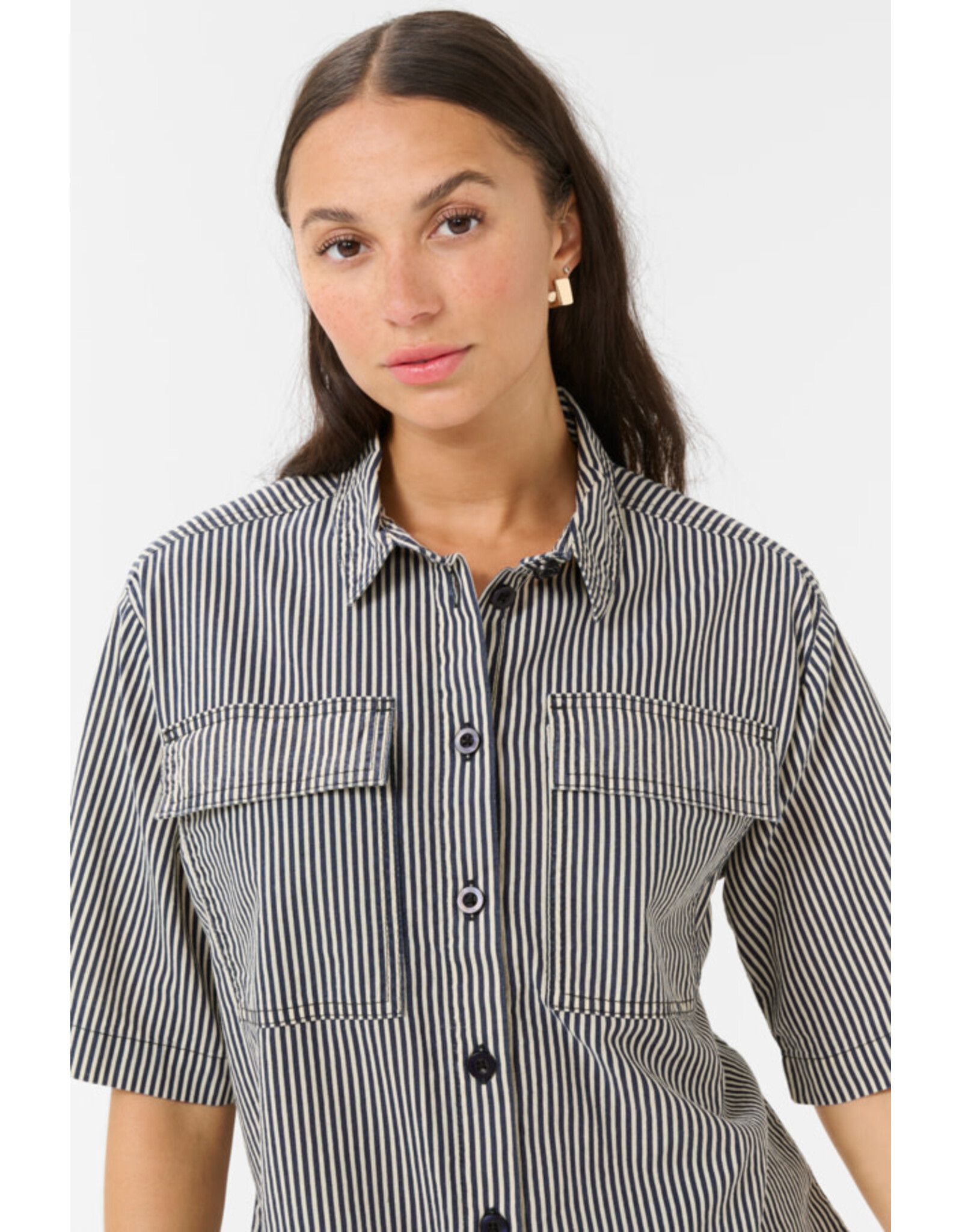 Kaffe Kaffe - Naya Striped Shirt (Midnight / White)