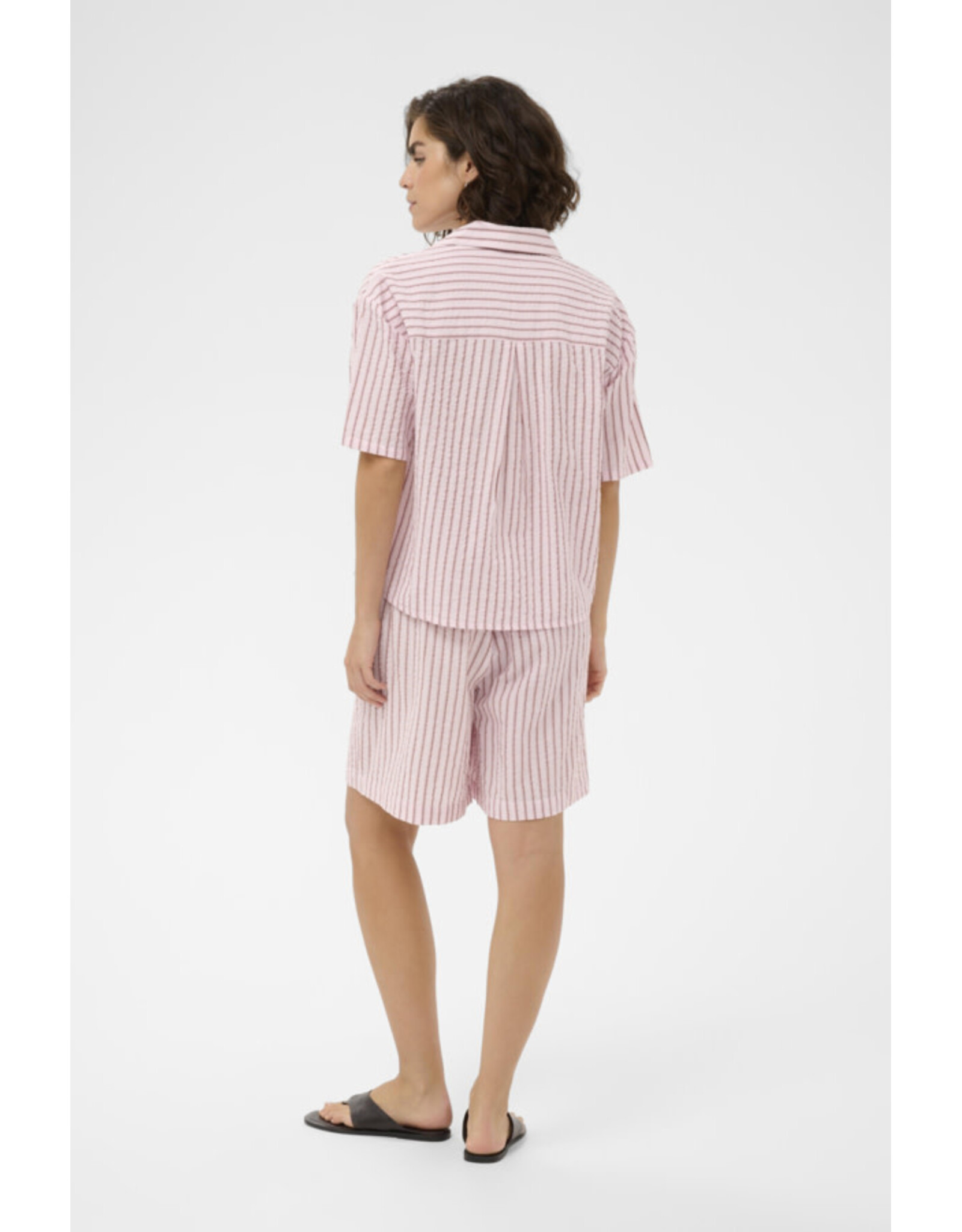 Kaffe Kaffe - Lara Short Sleeve Button Up Shirt (Ballerina / Chalk)