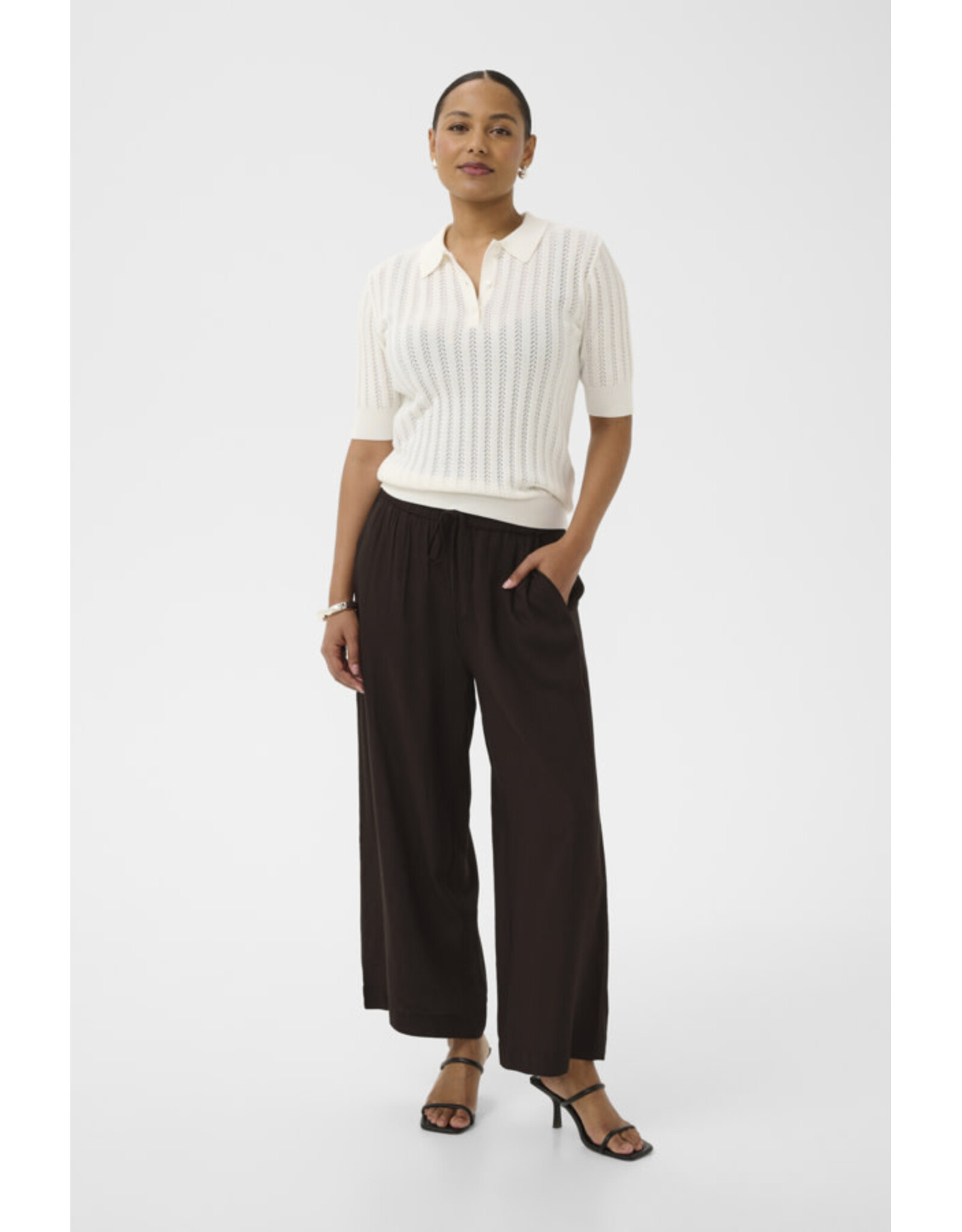 Kaffe Kaffe - Milia Cropped Wide Pants (Black Coffee)