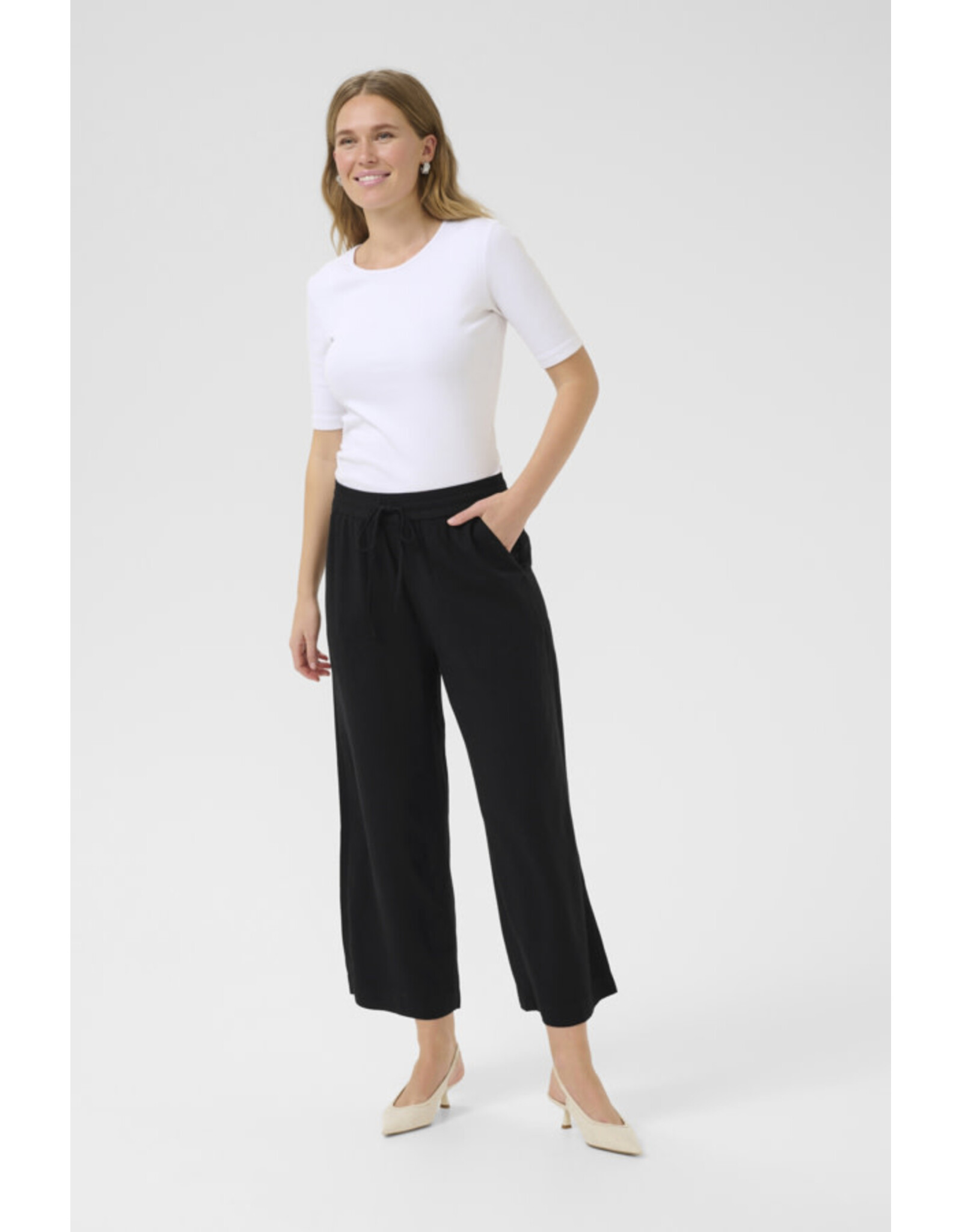 Kaffe Kaffe - Milia Cropped Wide Pants (Black Deep)