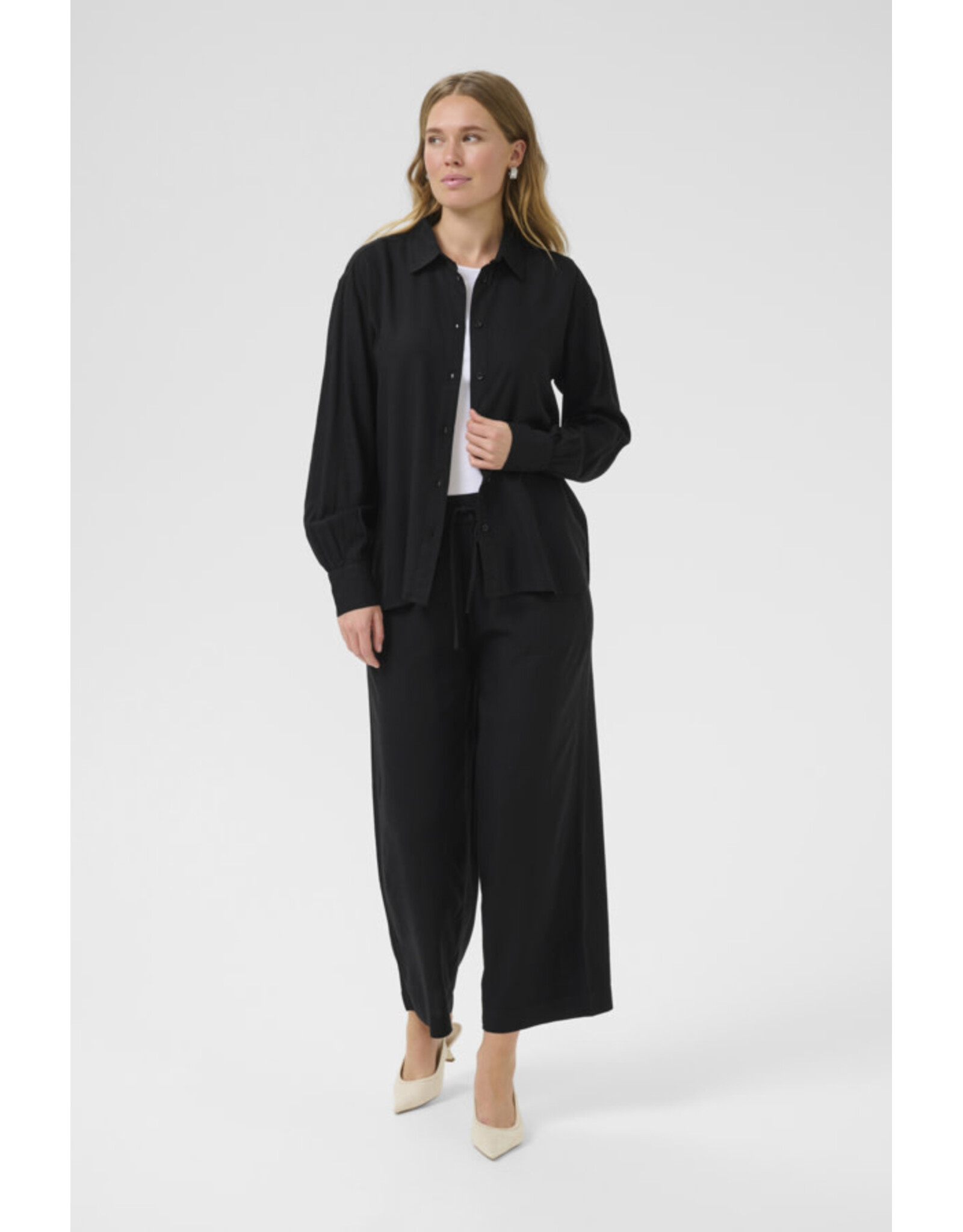 Kaffe Kaffe - Milia Cropped Wide Pants (Black Deep)