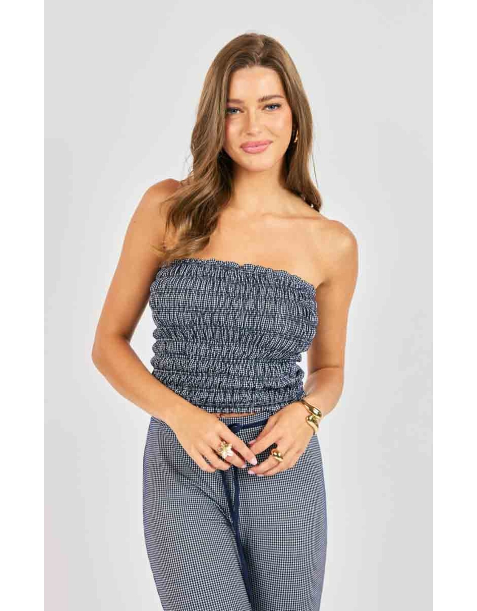 Sadie & Sage Sadie & Sage - Frankie Smocked Tube Top (Navy / White)
