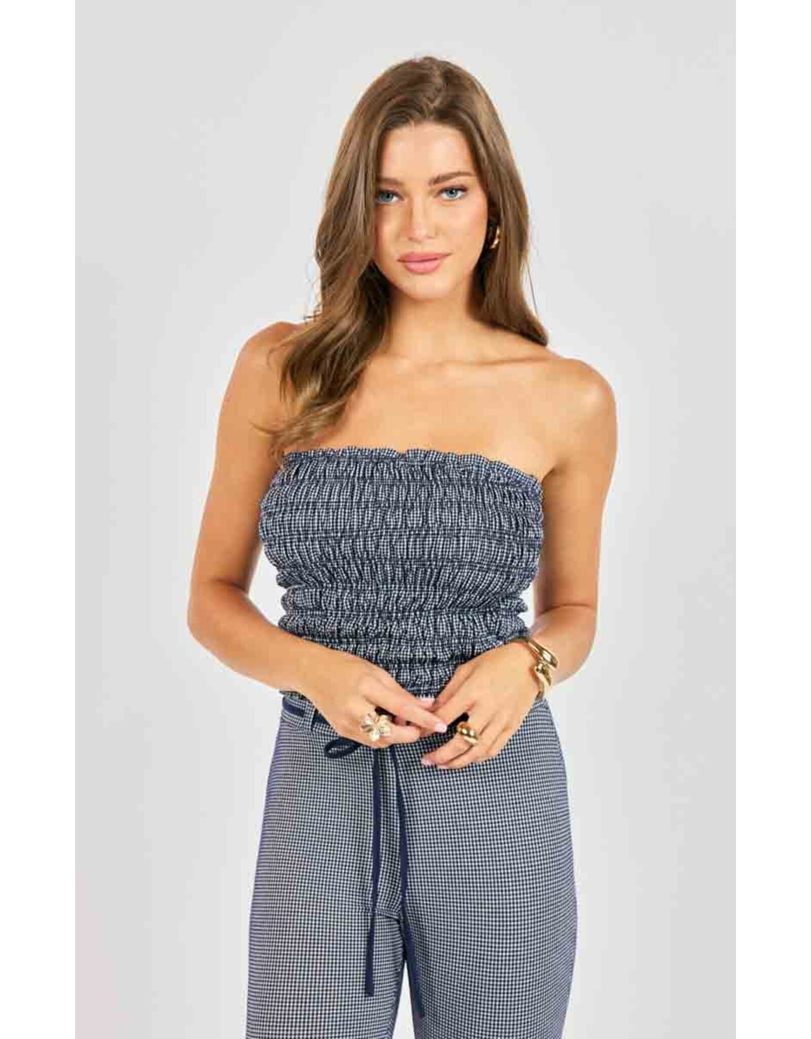 Sadie & Sage Sadie & Sage - Frankie Smocked Tube Top (Navy / White)
