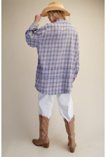 Easel Mineral Washed Plaid Shirt (Periwinkle Blue)