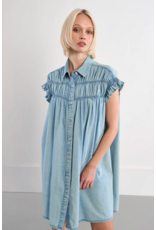 Molly Bracken Molly Bracken - Button Up Dress with Smocked Details