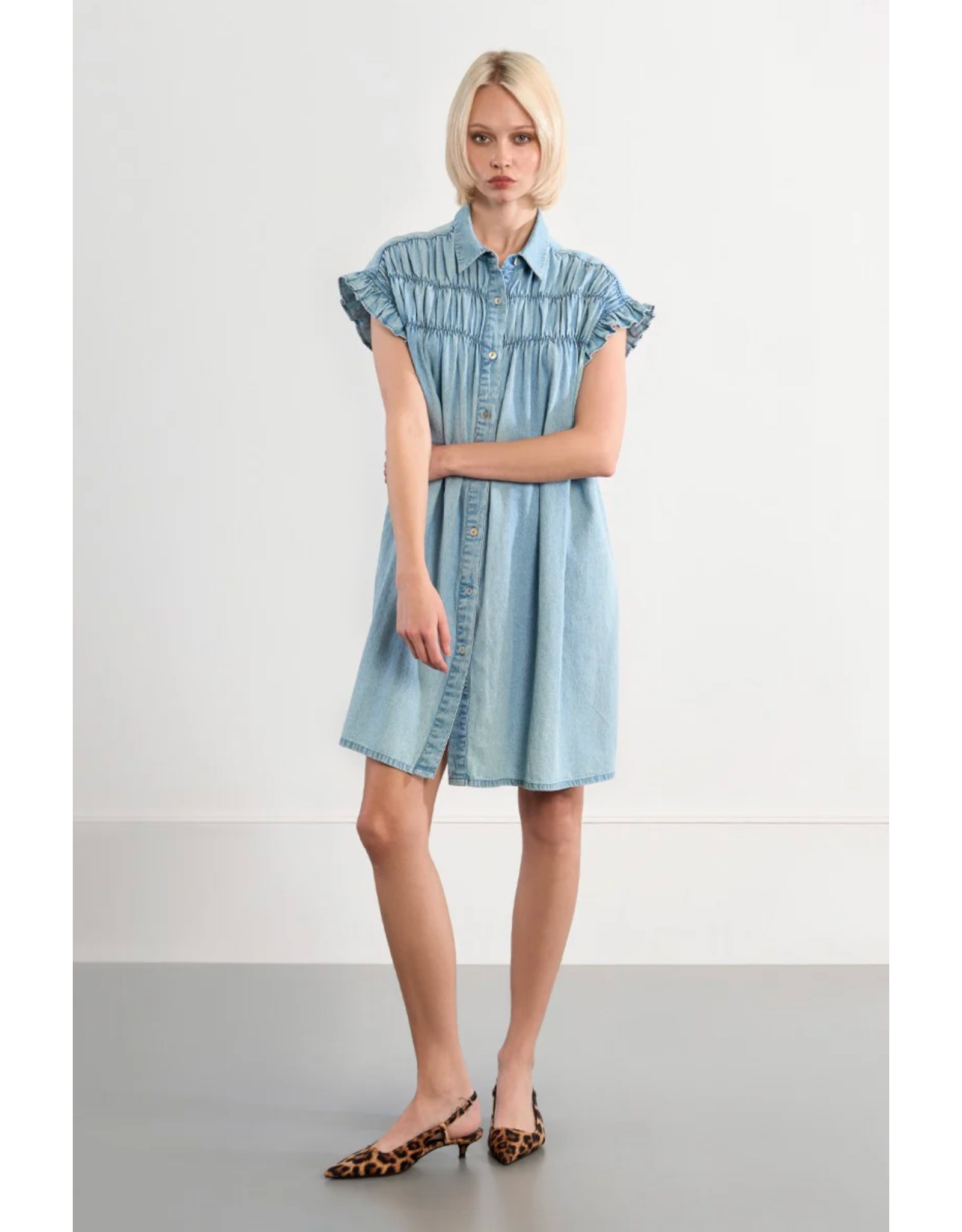 Molly Bracken Molly Bracken - Button Up Dress with Smocked Details