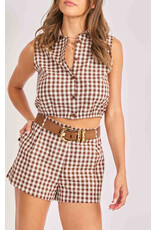 Sadie & Sage Sadie & Sage - Mustang Gingham Sleeveless Top (Brown)