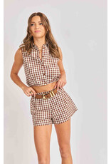 Sadie & Sage Sadie & Sage - Mustang Gingham Sleeveless Top (Brown)
