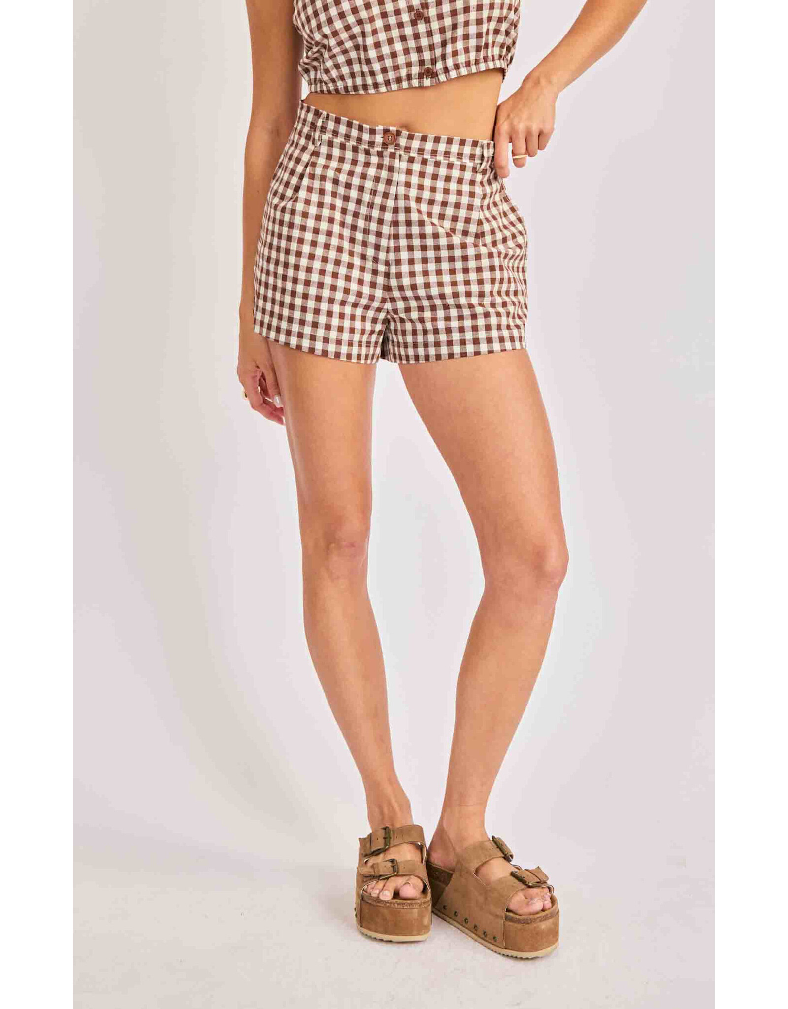 Sadie & Sage Sadie & Sage - Mustang Gingham Shorts (Brown)