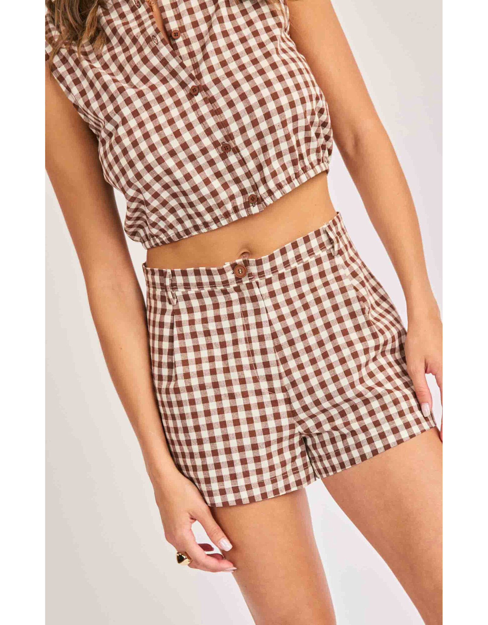 Sadie & Sage Sadie & Sage - Mustang Gingham Shorts (Brown)