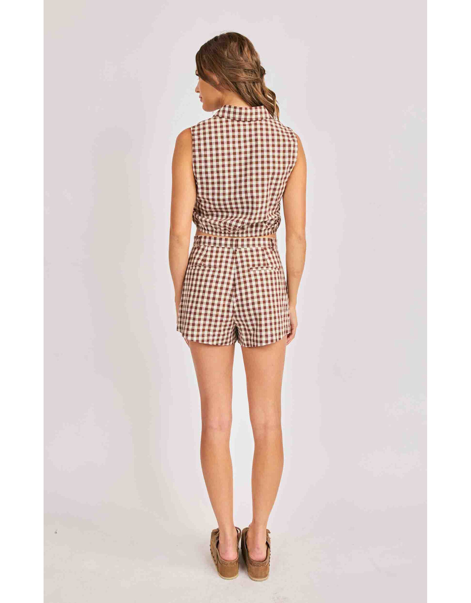 Sadie & Sage Sadie & Sage - Mustang Gingham Shorts (Brown)