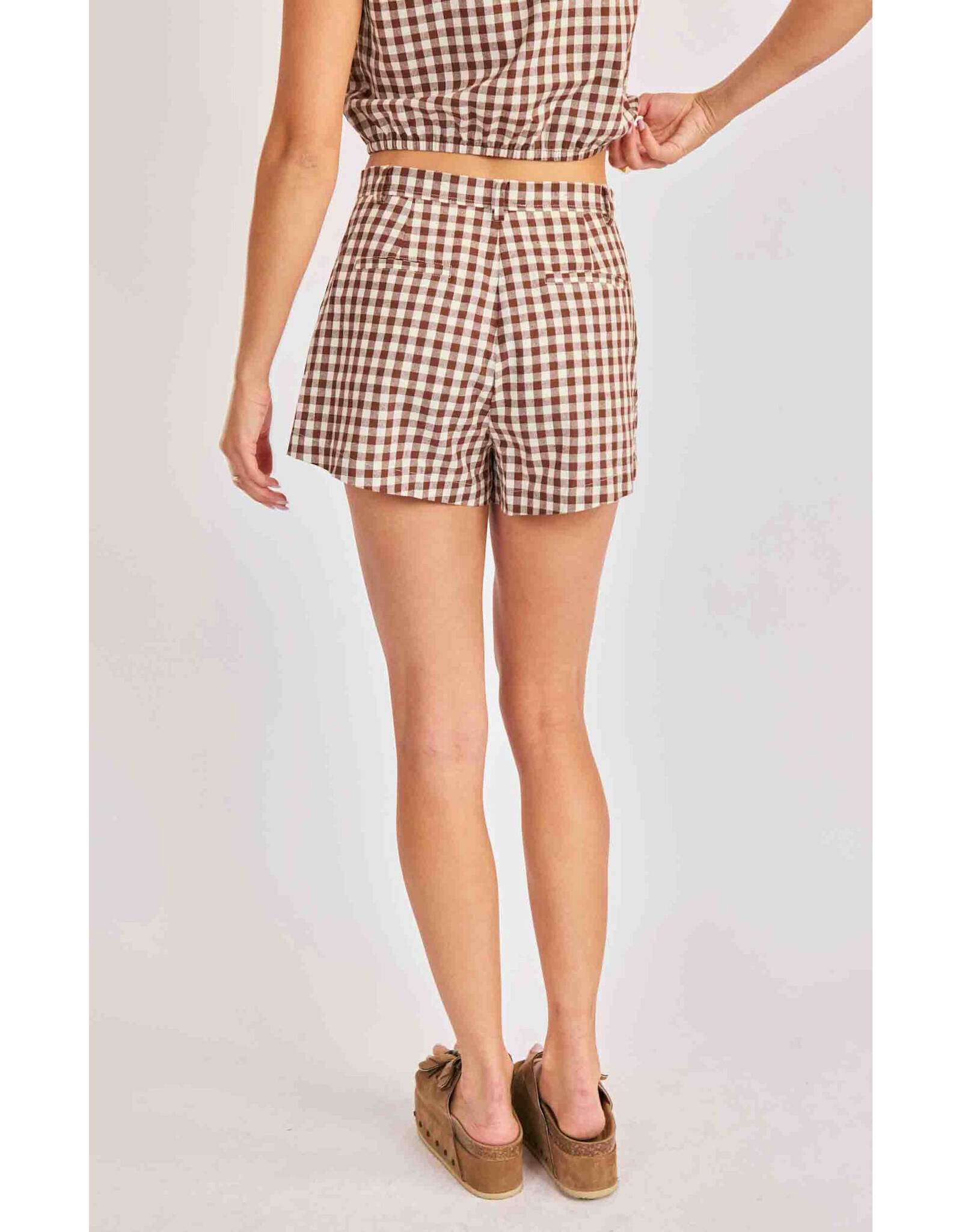 Sadie & Sage Sadie & Sage - Mustang Gingham Shorts (Brown)