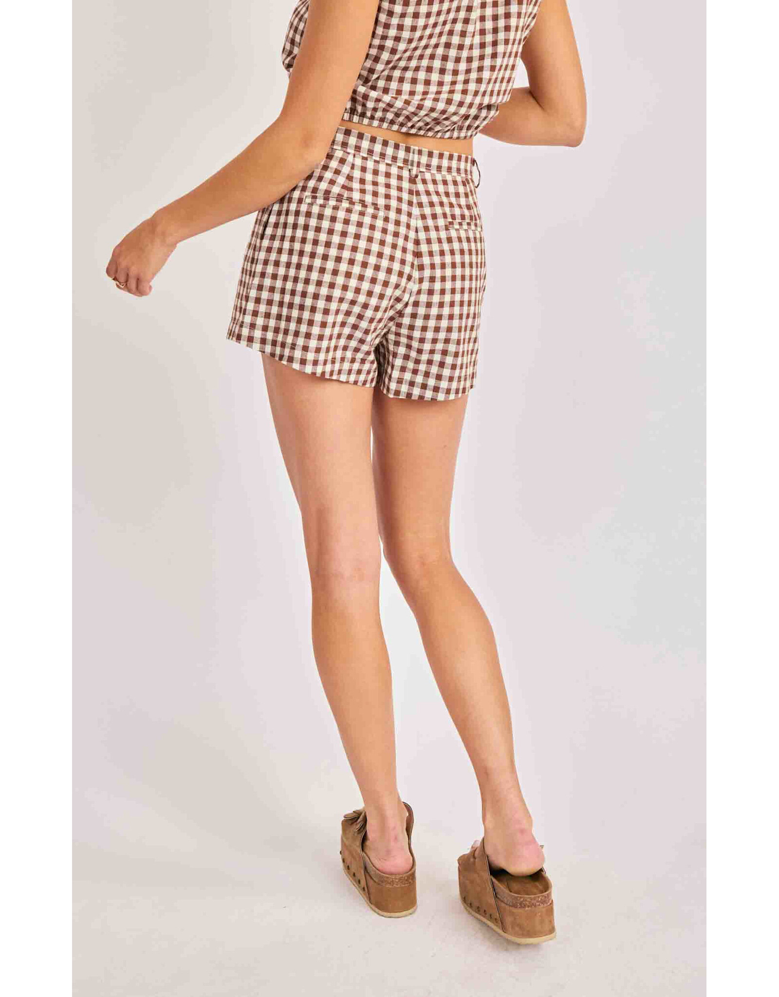 Sadie & Sage Sadie & Sage - Mustang Gingham Shorts (Brown)
