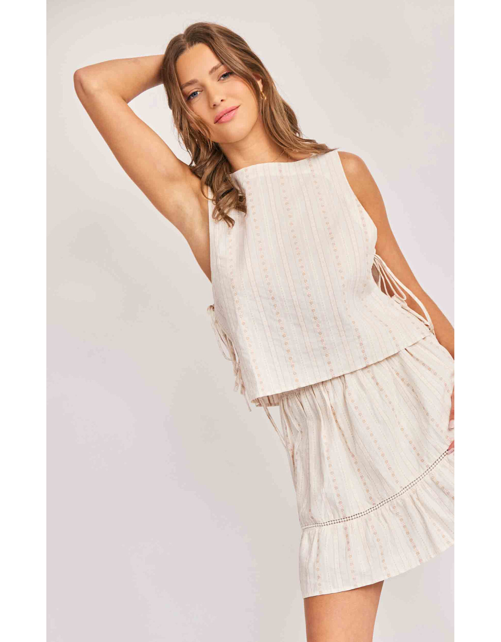 Sadie & Sage Sadie & Sage - Heartland Lace Trim Mini Skirt (Cream)