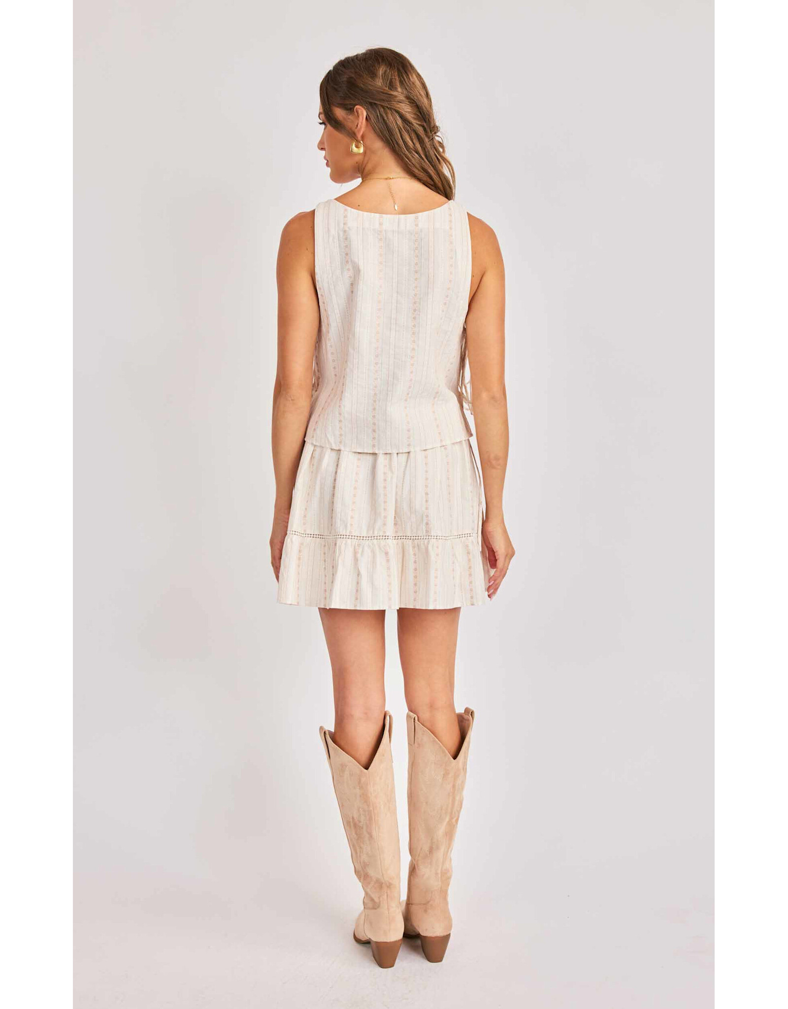 Sadie & Sage Sadie & Sage - Heartland Lace Trim Mini Skirt (Cream)