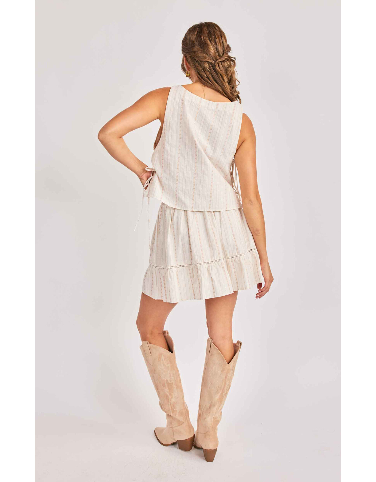 Sadie & Sage Sadie & Sage - Heartland Lace Trim Mini Skirt (Cream)