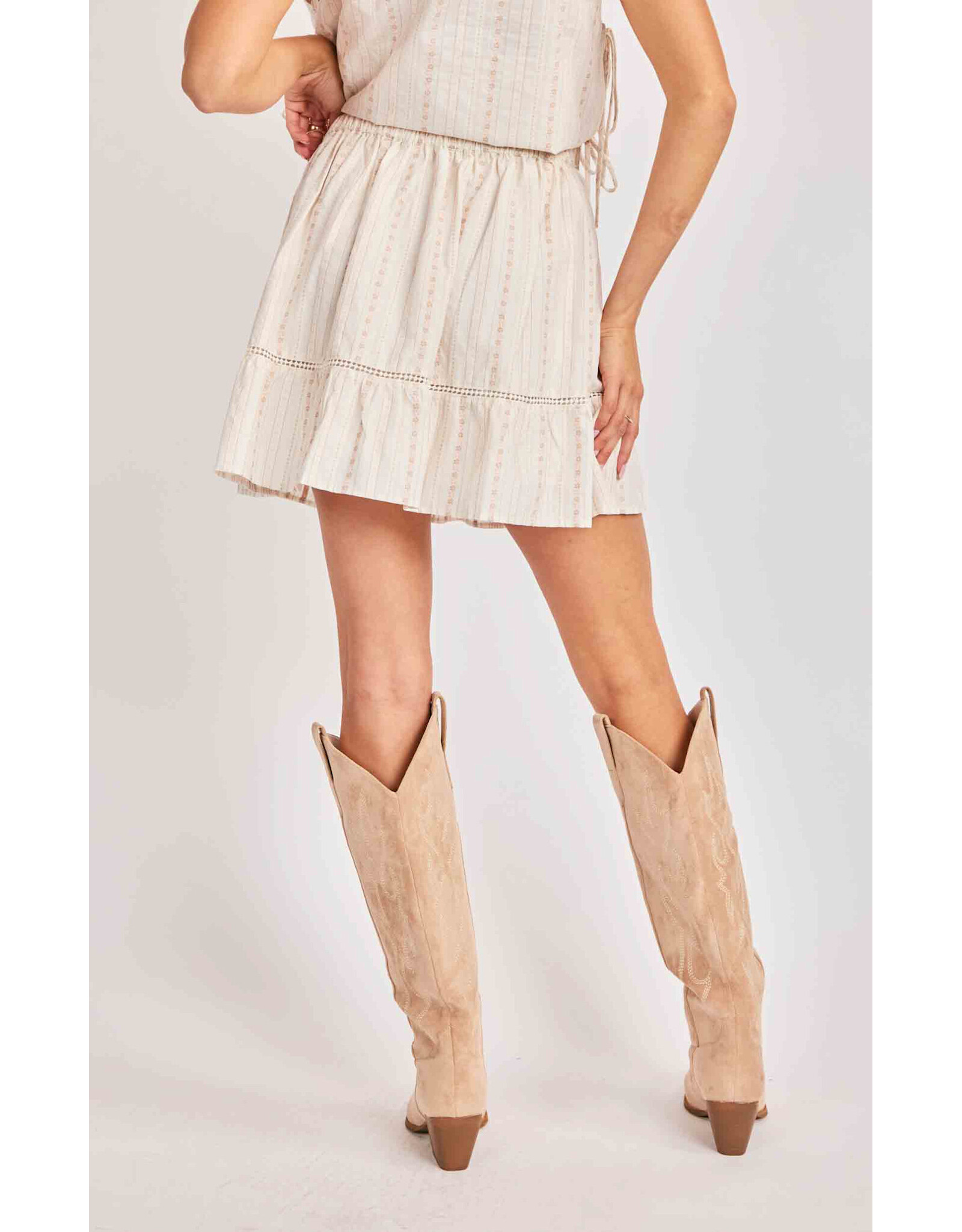 Sadie & Sage Sadie & Sage - Heartland Lace Trim Mini Skirt (Cream)