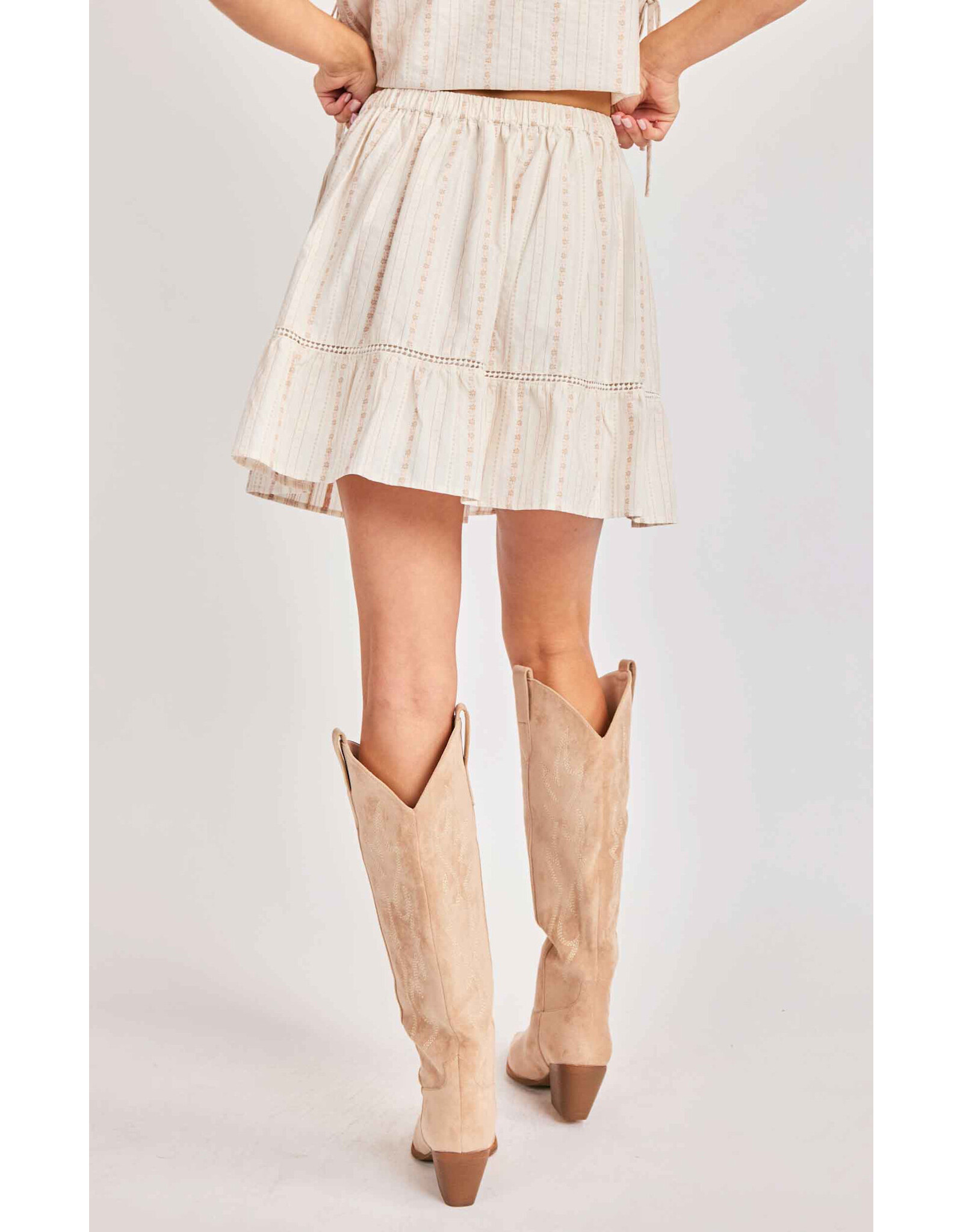 Sadie & Sage Sadie & Sage - Heartland Lace Trim Mini Skirt (Cream)
