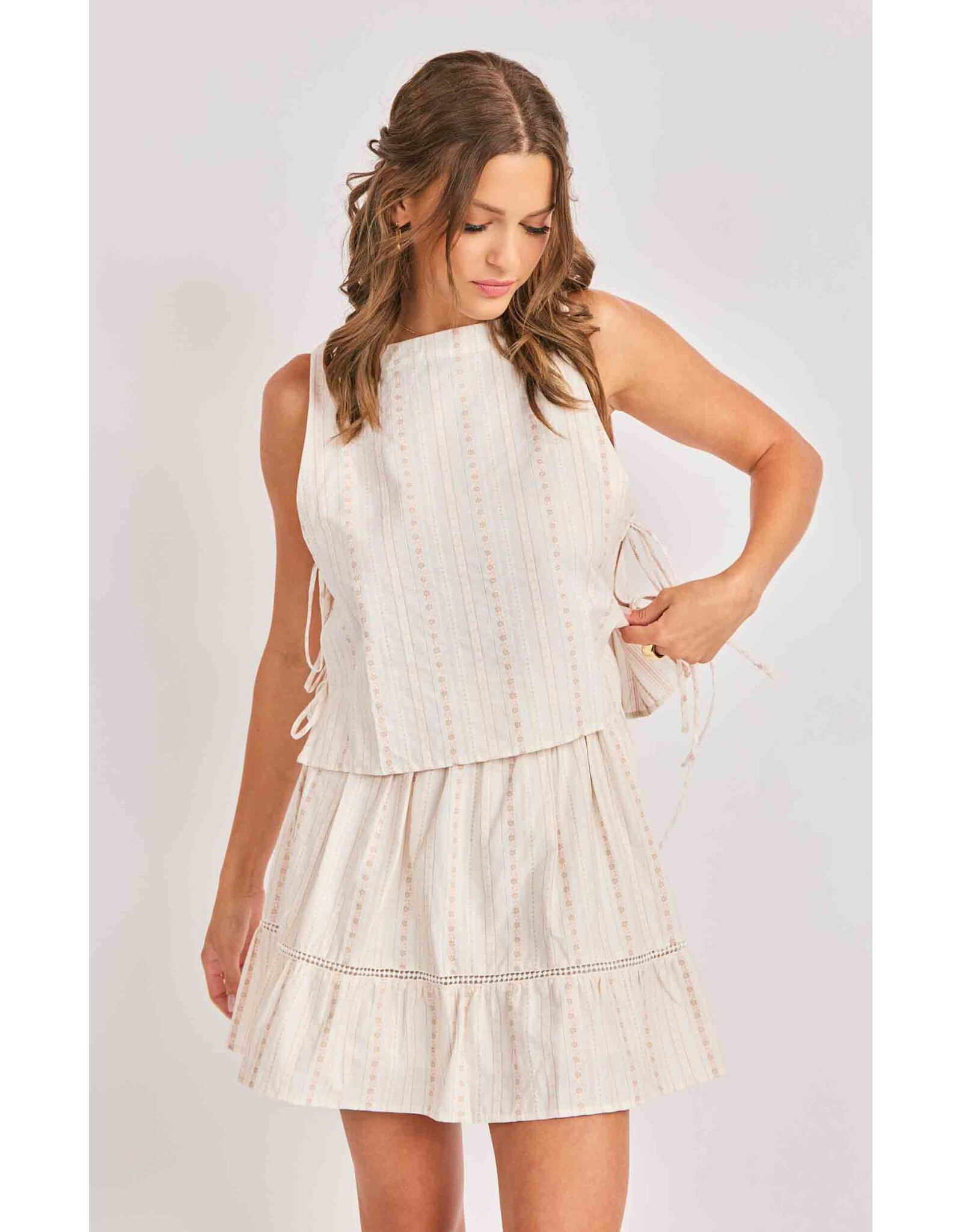 Sadie & Sage Sadie & Sage - Heartland Side Tie Sleeveless Top (Cream)