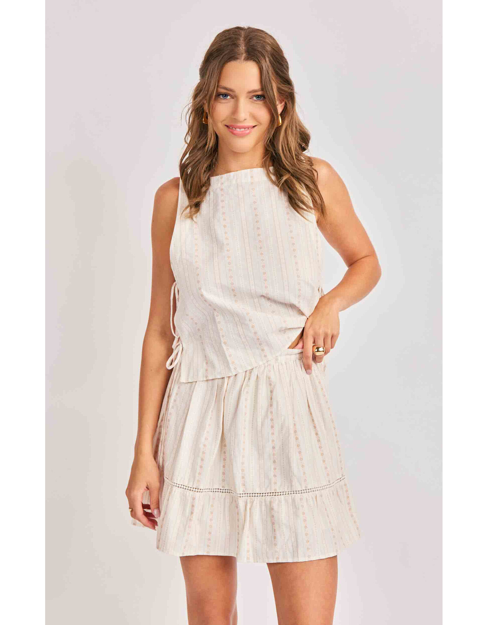 Sadie & Sage Sadie & Sage - Heartland Side Tie Sleeveless Top (Cream)