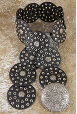 Fame Accessories Faux Leather Western Bohemian Disc Belt (Black / Silver)
